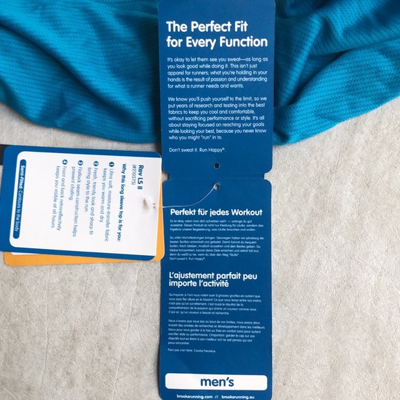 Brooks Men's Rev Long Sleeve II Running Shirt Lightweight Breathable Blue Size S - Picture 9 of 13